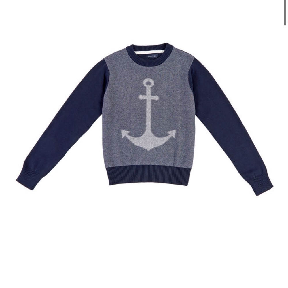 Boys Nautica anchor navy knit sweater size 4T